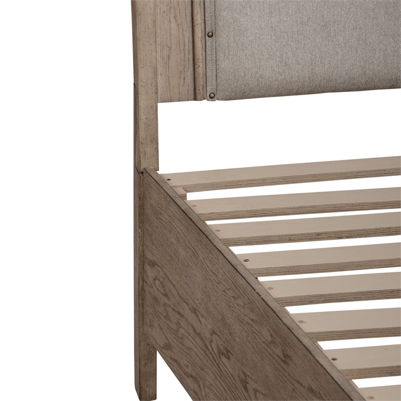 Pemberly Row King Upholstered Storage Bed with Cedar Drawers in Burnished Beige