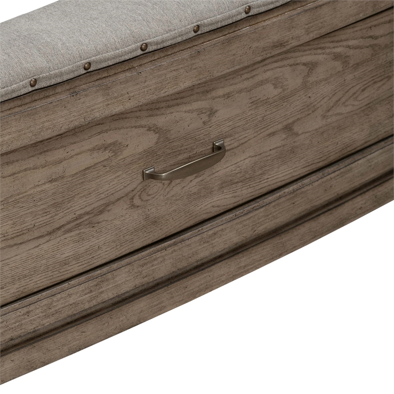 Pemberly Row King Upholstered Storage Bed with Cedar Drawers in Burnished Beige