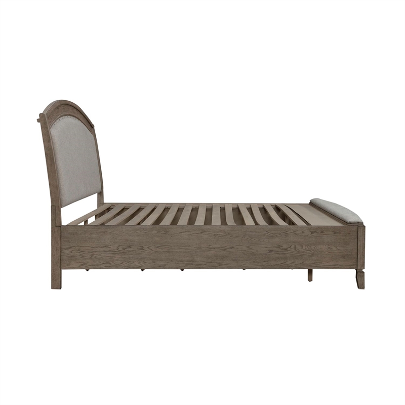 Pemberly Row King Upholstered Bed with Dresser Mirror Chest and Nightstand
