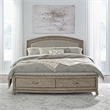 Pemberly Row Queen Upholstered Bed with Dresser Mirror Chest and Nightstand