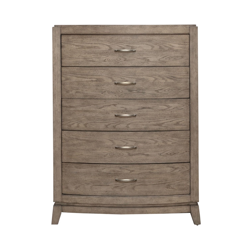 Pemberly Row Queen Upholstered Bed with Dresser Mirror Chest and Nightstand
