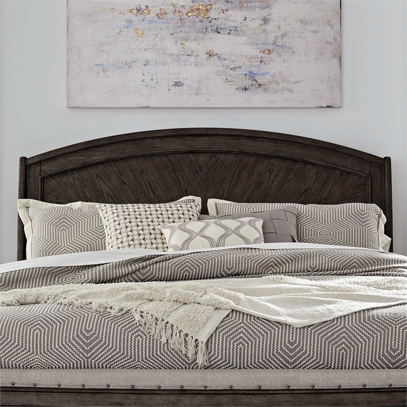 Pemberly Row Queen Panel Headboard with Starburst Veneer in Coffee Bean
