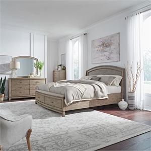 Pemberly Row King Panel Storage Bed with Dresser Mirror and Chest
