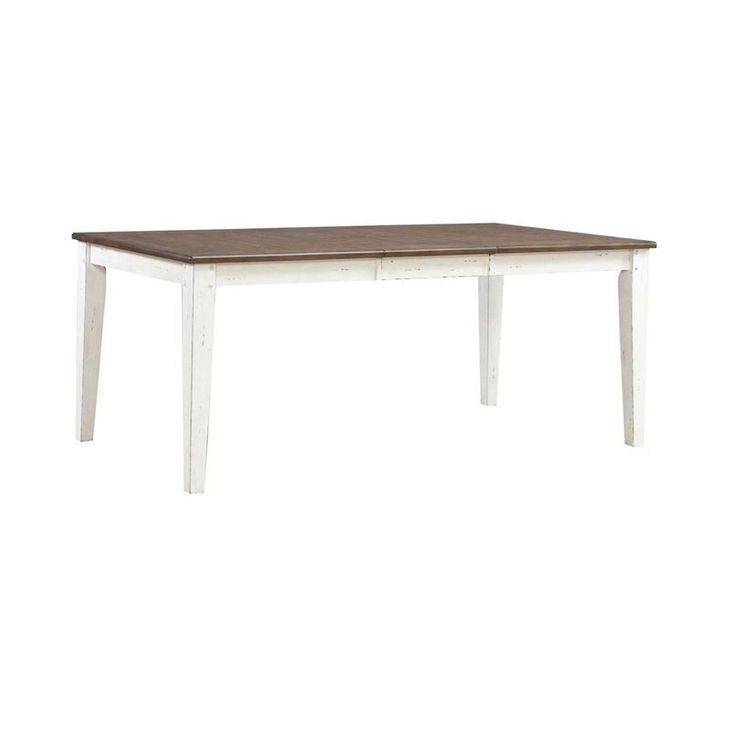 Pemberly Row Rectangular Leg Dining Table with Butterfly Leaf in White