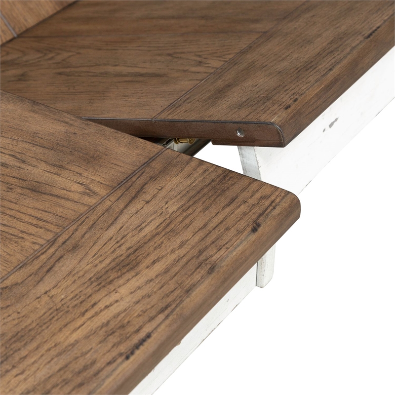 Pemberly Row Rectangular Leg Dining Table with Butterfly Leaf in White