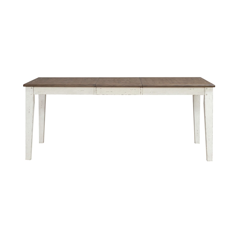 Pemberly Row Rectangular Leg Dining Table with Butterfly Leaf in White