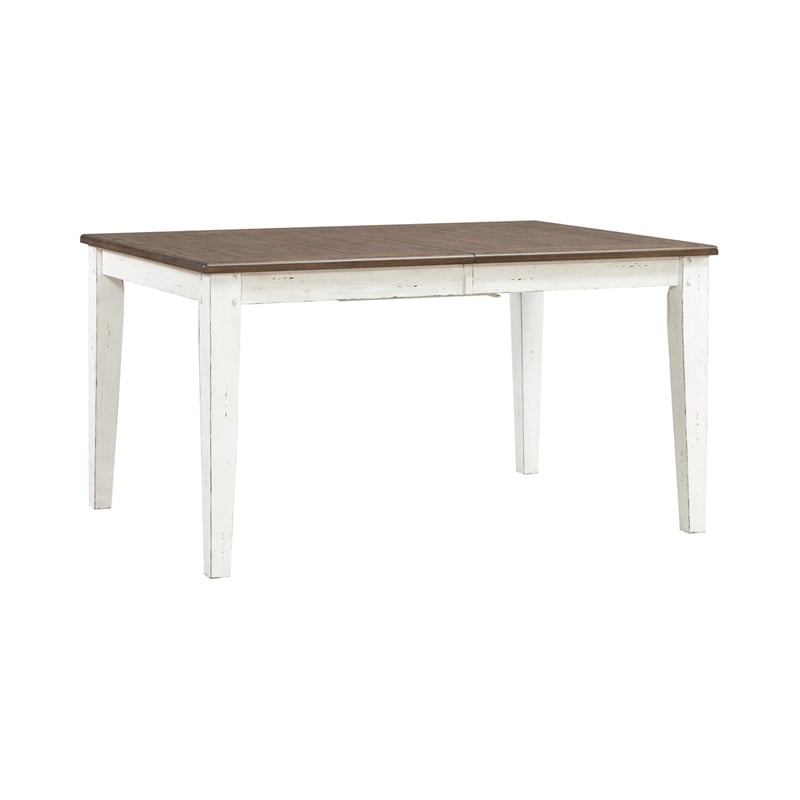 Pemberly Row Rectangular Leg Dining Table with Butterfly Leaf in White