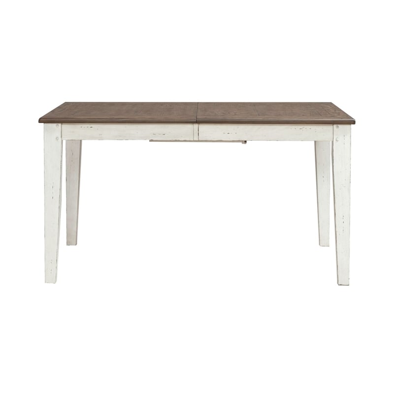 Pemberly Row Rectangular Leg Dining Table with Butterfly Leaf in White