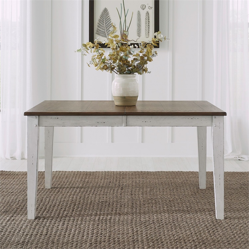 Pemberly Row Rectangular Leg Dining Table with Butterfly Leaf in White
