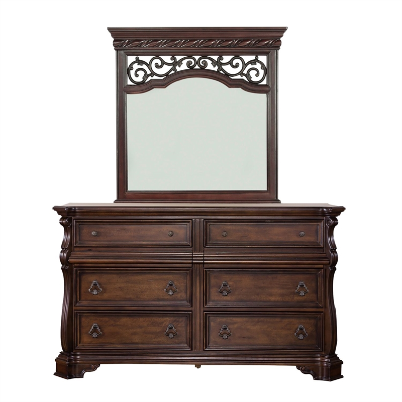 Pemberly Row California King Sleigh Bed with Dresser Mirror and Nightstand