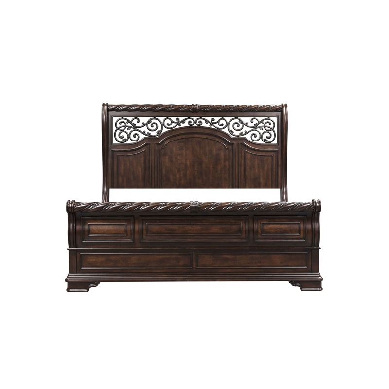 Pemberly Row California King Sleigh Bed with Dresser Mirror and Chest