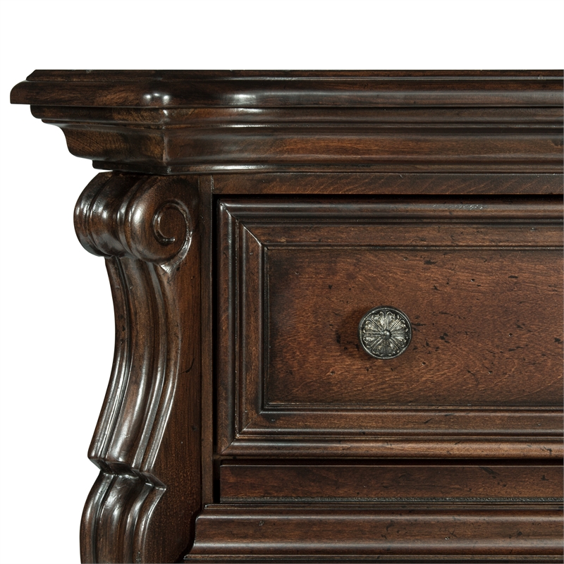 Pemberly Row Queen Sleigh Bed with Dresser Mirror Chest and Nightstand