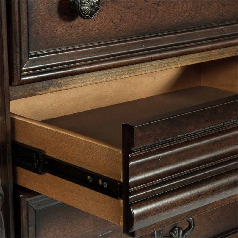 Pemberly Row Queen Sleigh Bed with Dresser Mirror Chest and Nightstand