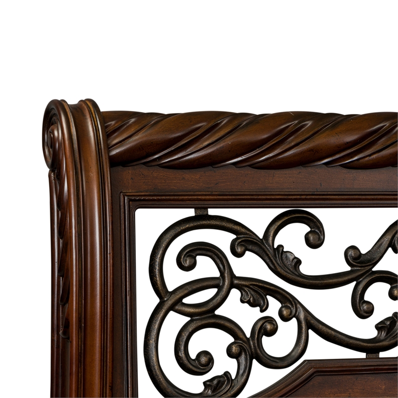 Pemberly Row Queen Sleigh Bed with Dresser Mirror Chest and Nightstand