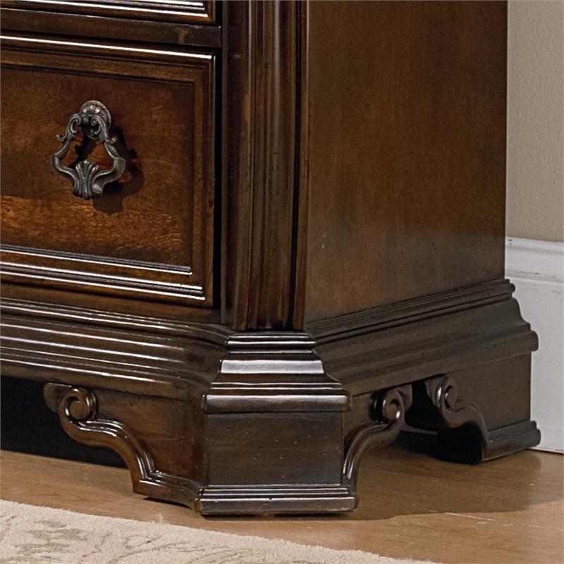 Pemberly Row Queen Sleigh Bed with Dresser Mirror Chest and Nightstand