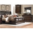 Pemberly Row Queen Sleigh Bed with Dresser Mirror and Chest in Brownstone
