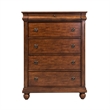 Pemberly Row King Sleigh Bed with Dresser Mirror and Chest in Rustic Cherry