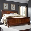Pemberly Row King Sleigh Bed with Dresser and Mirror in Rustic Cherry
