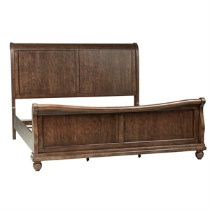 Pemberly Row King Sleigh Bed with Dresser and Mirror in Rustic Cherry