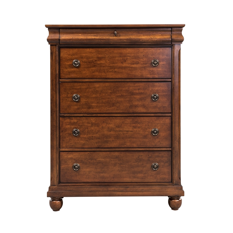 Pemberly Row Queen Sleigh Bed with Dresser Mirror Chest and Nightstand