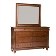 Pemberly Row King Sleigh Bed with Dresser Mirror and Nightstand in Rustic Cherry
