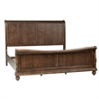 Pemberly Row King Sleigh Bed with Dresser Mirror and Nightstand in Rustic Cherry