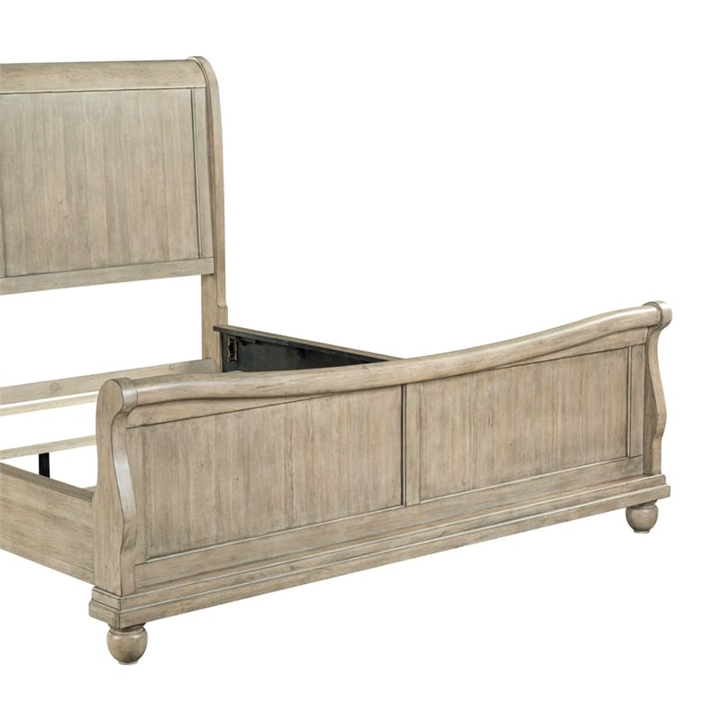 Pemberly Row Queen Sleigh Bed with Louis Philippe Styling in Saddle Tan