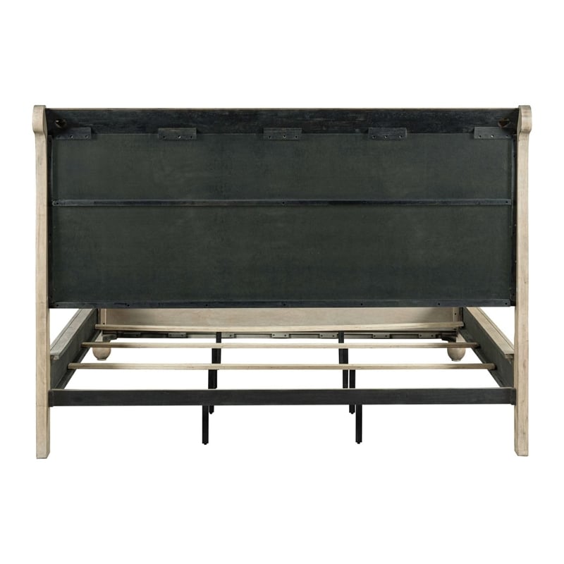 Pemberly Row Queen Sleigh Bed with Louis Philippe Styling in Saddle Tan
