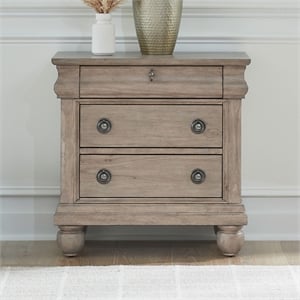 Pemberly Row 3 Drawer Nightstand with Louis Philippe Detail in Saddle Tan