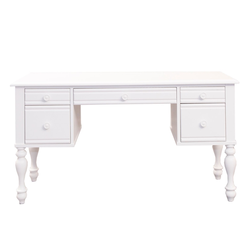 Pemberly Row Cottage Vanity Desk with Felt Lined Drawer in Oyster White