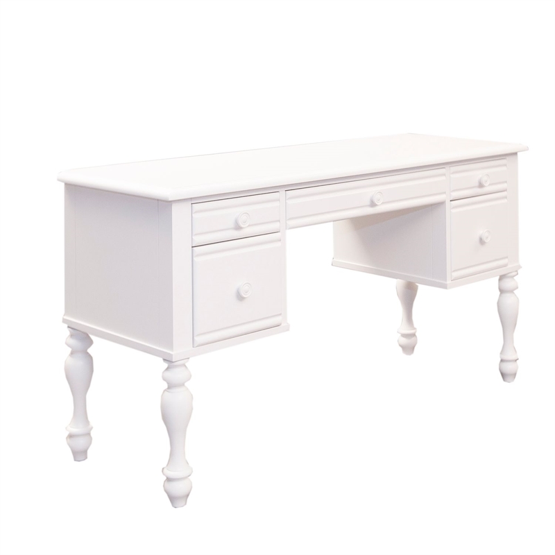 Pemberly Row Cottage Vanity Desk with Felt Lined Drawer in Oyster White