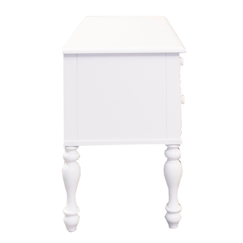 Pemberly Row Cottage Vanity Desk with Felt Lined Drawer in Oyster White