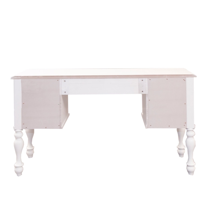 Pemberly Row Cottage Vanity Desk with Felt Lined Drawer in Oyster White