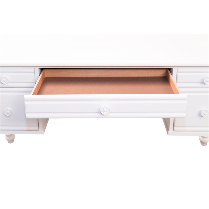 Pemberly Row Cottage Vanity Desk with Felt Lined Drawer in Oyster White