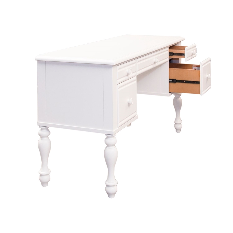 Pemberly Row Cottage Vanity Desk with Felt Lined Drawer in Oyster White