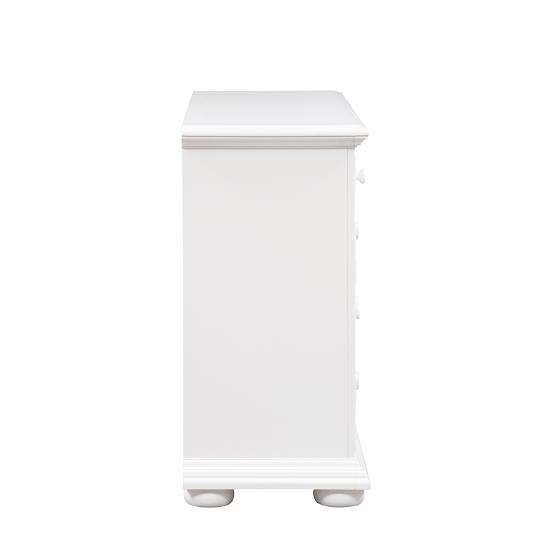 Pemberly Row 5 Drawer Dresser with 2 Louvered Doors in Oyster White