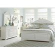 Pemberly Row King Panel Bed with Dresser and Mirror in Oyster White