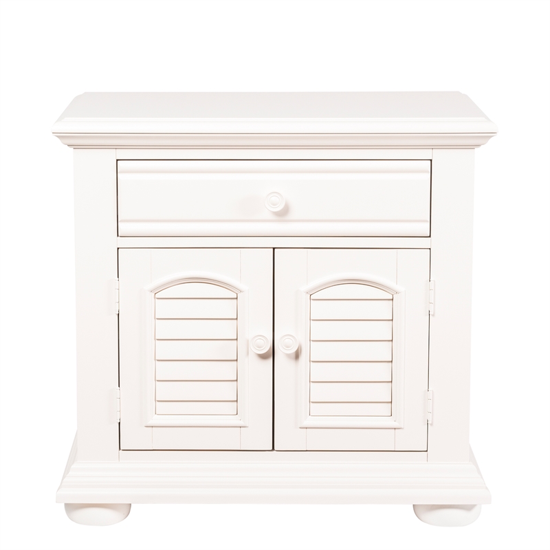 Pemberly Row Queen Panel Bed with Dresser Mirror and Nightstand in White