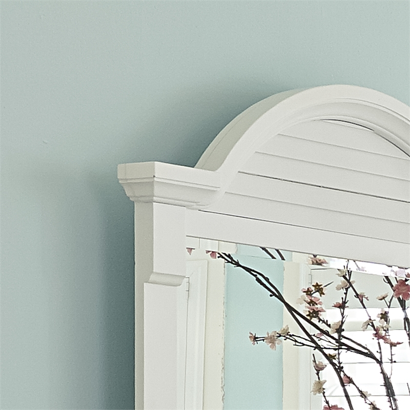 Pemberly Row Queen Panel Bed with Dresser Mirror and Nightstand in White