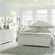 Pemberly Row Queen Panel Bed with Dresser Mirror and Nightstand in White
