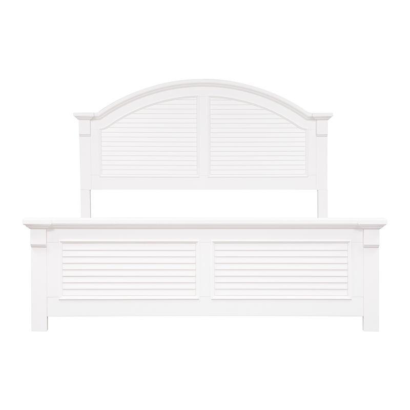 Pemberly Row Queen Panel Bed with Dresser Mirror and Nightstand in White