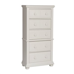 Pemberly Row 5 Drawer Chest with Bluff Cut Fronts in Oyster White