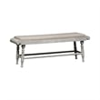 Pemberly Row Upholstered Dining Bench with Turned Legs in Antique Linen