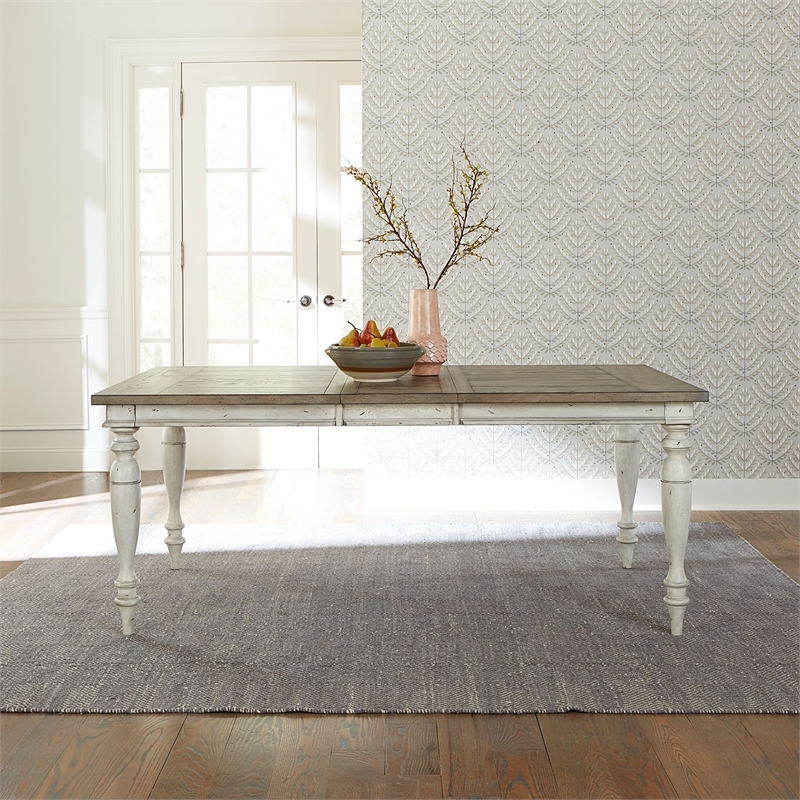 Pemberly Row 6 Piece Rectangular Dining Set with Bench in Antique Linen