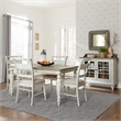Pemberly Row 5 Piece Rectangular Dining Set with Slat Back Chairs in Linen