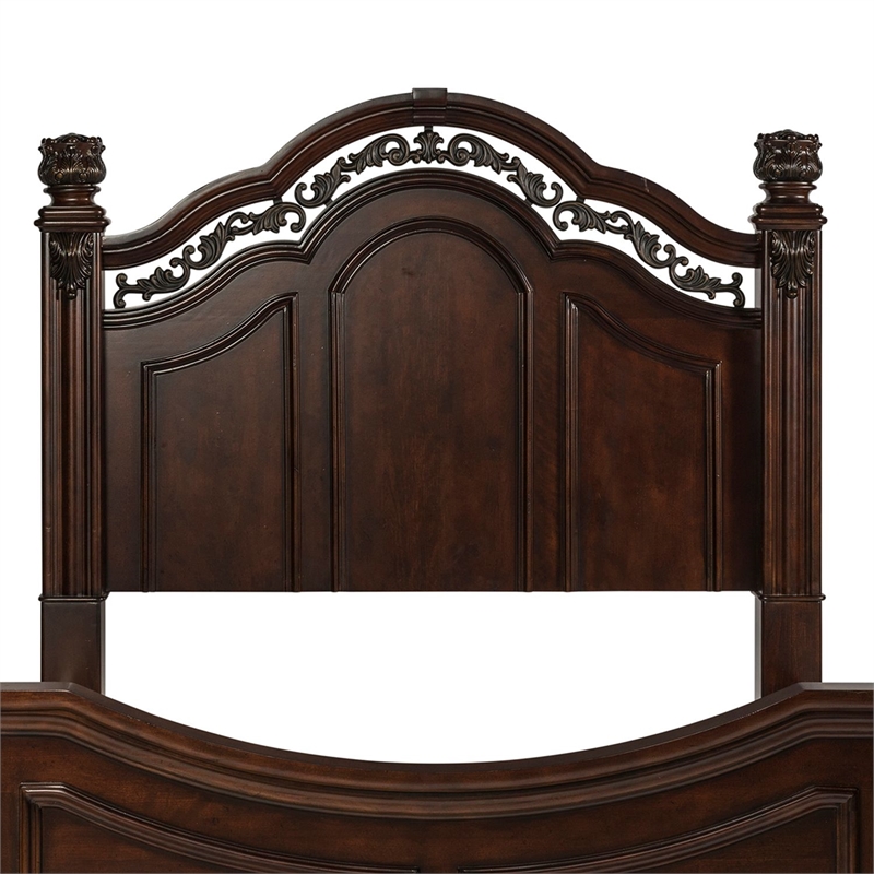 Pemberly Row King Poster Headboard with Scrolled Metal Accents in Cognac
