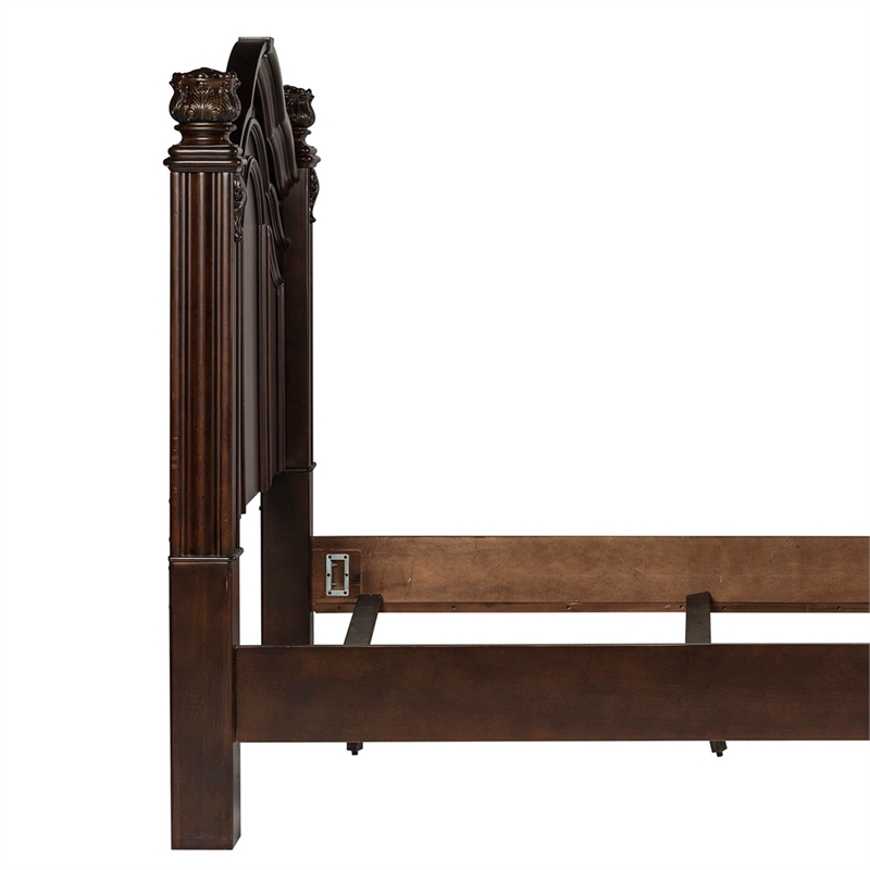 Pemberly Row King Poster Headboard with Scrolled Metal Accents in Cognac