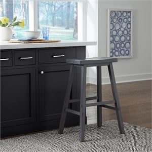 Pemberly Row 30 Inch Sawhorse Bar Stool with Contoured Seat in Slate