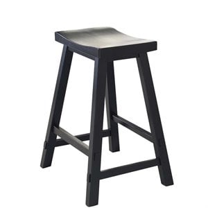 Pemberly Row 24 Inch Sawhorse Counter Stool with Contoured Seat in Black