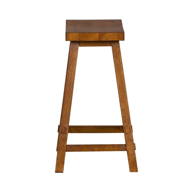 Pemberly Row 24 Inch Sawhorse Counter Stool with Contoured Seat in Tobacco